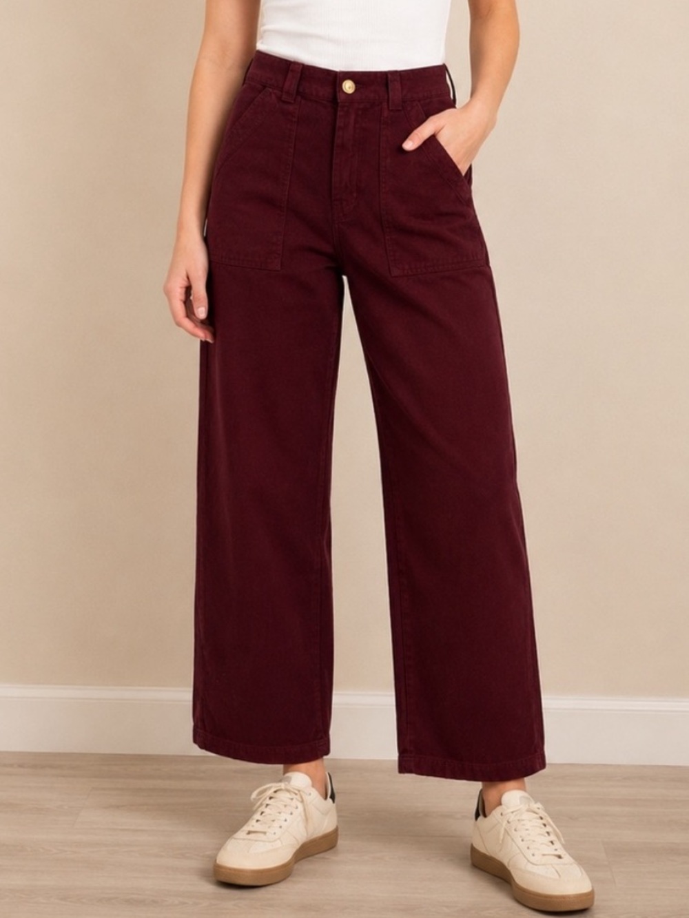 Big Bud Press Wide Leg Pants in Deep Burgundy